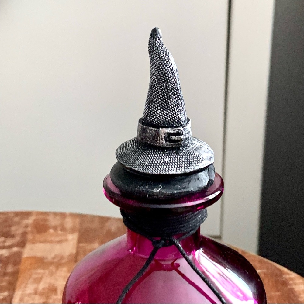 Bat’s Heart & Witch’s Brew Glass Potion Bottles with Figural Toppers Set of Two - Picture 6 of 8